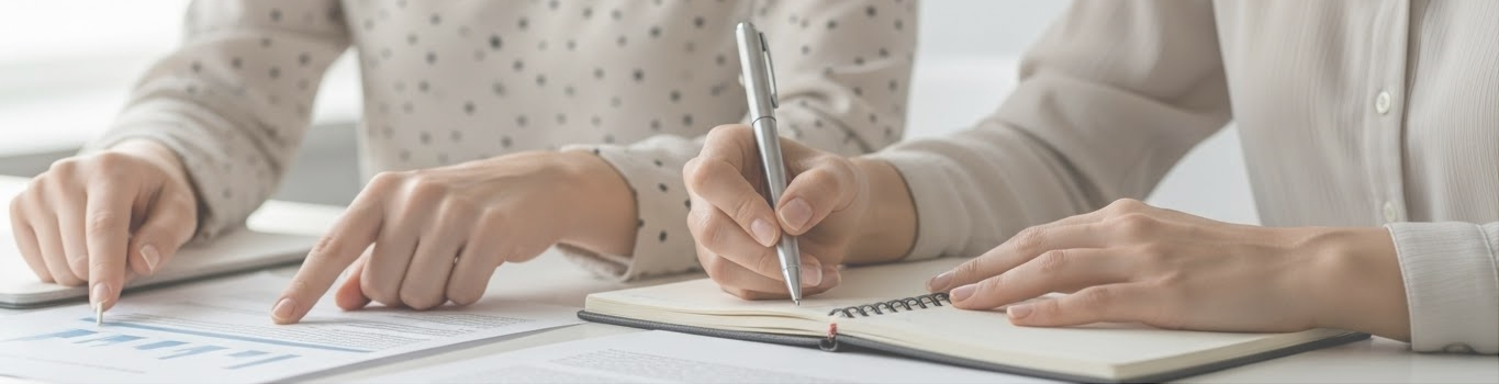 女性がノートを書いている